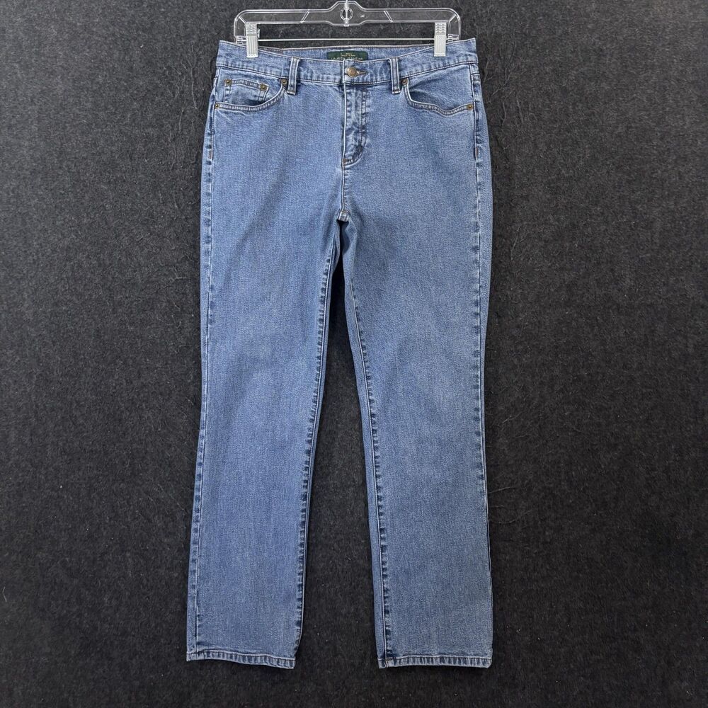 Lauren Jeans Co Ralph Lauren Women's 10 Blue High Rise Straight Stretch Pants